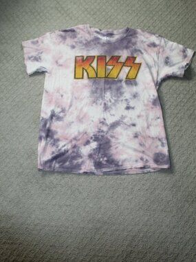 Kiss Size M Pink Purple Tie Dye Short Sleeve T-Shirt
